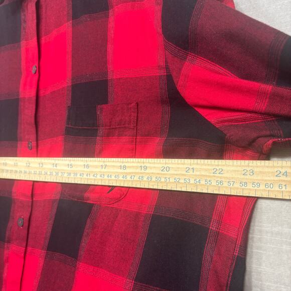 Victoria Secret Womens Plaid Flannel Button Y2K Top Medium Red Black Grunge - Picture 6 of 7